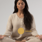 Woman in lotus pose. Apana vayu.